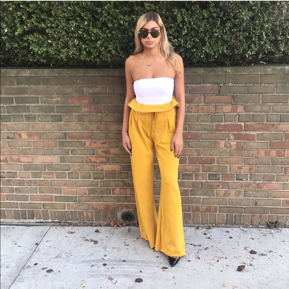 Yellow Paper bag Tie Pants - Picture 3 of 3